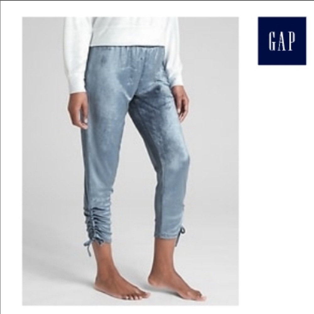 Love by GAP Velvet Lounge Jogger Ankle Pants Blue